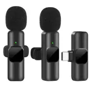 2 Pack Dual Wireless Lavalier Microphone Type C USB for Android Phones/Tablets