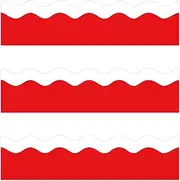 MOUNMDA 72 Feet Red White Wavy Line Borders for Classroom Bulletin Board School Office Home Wall Décoration
