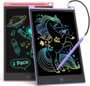TECJOE 2 Pack 10 Inch LCD Writing Tablet, Colorful Doodle Board Purple Pink