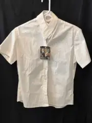 Devon-Aire White Concour Button-Up Ladies Show Top NWT Short Sleeve Size 36