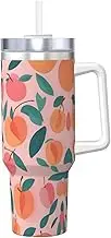 Pink Peach Pattern Seamless Pattern 40oz Stainless Steel Ice Bully Double Wall Insulated Water Bottle With Handle And Straw Lid