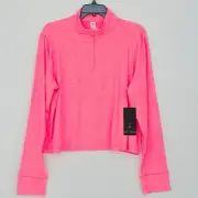 NEW 90 Degree By Reflex Cropped Heathered Long Sleeve Quarter Zip Pullover XL