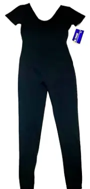 Bal Togs Unitard Bodysuit Jumpsuit Short Slv Boot Cut Black New Girl Youth 6 7