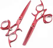 Hair Cutting Scissors, 6 Inch Professional 440c Red Fly Rotate Cutting Barber Haircut Thinning Shears Hairdressing Scissors