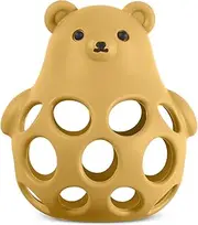 haakaa 3-in-1 Baby Toys – Soothing Silicone Teether, Sensory Play Ball & Easy-Grip Toy for Fine Motor Skills – Food-Grade, Freezable & Easy to Clean – Ideal for Teething Relief & Development- Mango Yellow