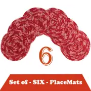 Christmas Mary Woven Non-Slip reversible Table Placemats 15 Inch Round Set Of 6