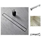24-Inch Linear Shower Drain with Tile Insert Grate, Professional Brushed 304 ...