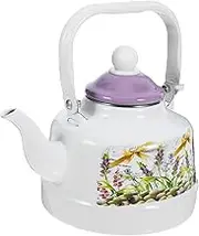 Mobestech Vintage Enamel Tea Kettle Retro Design Hot Water Pot for Tea Lightweight Flavor Preserving for Family Gatherings Everyday Use