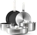 9Pcs CAROTE Pots and Pans Set Non Stick,Stainless Steel Cookware Set Detachable