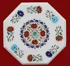 Shiny Gemstone Inlay Work Coffee Table Top Octagon Marble Center Table for Home