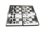 Rare Domenico Vacca Brown Matte Crocodile Bifold Travel Chess Set
