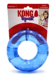 KONG Squeezz Ring Large Blue Squeaky Bouncy Dog Fetch Toy 6"
