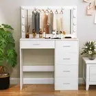 Dressing Table Makeup Table with 5 Drawers Vanity Desk with Mirror and led Light