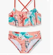 Kanu Surf Girls' Alania Flounce Bikini Beach Sport 2 Piece Swimsuit Size 12 2146