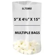 0.75Mil 5" X 4½" X 15" | Clear Gusseted Bags, Heat Sealable | Multiple Bags