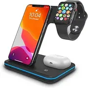 [AUTENS] Wireless Charging Stand, 3 in 1 15W Qi Fast Charger Dock for Latest iPhone 12/12 mini/11/Pro Max X XS XR, Samsung Galaxy S20/S10/S8/Note 10/9, Airpods Pro/2, iWatch Series 6/5/4/3/2