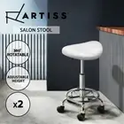 Artiss 2X Saddle Salon Stool Swivel Barber Hair Dress Chair Hydraulic Lift White