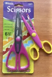 2 Bazic Craft ScrapBooking Scissors Crafting Paper Pinking Edgers Shapers Kit