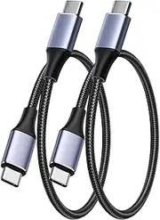 【2 Pack】 (0.25M/0.8FT) T Tersely 100W Fast Charging USB-C Cable, Type C PD Charger Cord for iPhone 16/15 Pro/Max/Plus/15, MacBook Pro, iPad Pro Air 2024, Pixel 9/9 Pro, Samsung S24 S23 Flip/Fold 6 5 4