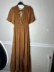 Baltic Born Dress Womens Copper Mauve Satin Peasant Prairie Small NWT