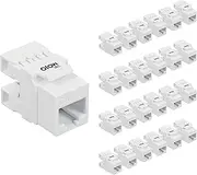 Tecmojo Cat6A Unshielded Keystone Jack with 180 Degree Termination 25 Pack, White
