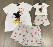 Matching MUM & BABY Size M / 000 MICKEY MOUSE Heart Pyjamas PJs - *NEW* BNWT