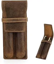 Contacts Leather Pen Case Pens Holder Handmade Fountain Pen Pouch for Men Crazy Horse Leather Brown Pens Protective Sleeve Cover