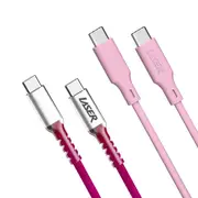 Laser 1m [2 Pack] USB-C 60W Fast Charge Cable (Rainbow Pink)