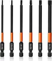 YUENTOEN 6Pcs Allen Wrench Screwdriver Bits - S2 Steel Hex Bits Set Magnetic Screwdriver Bit Set with 1/4 Inch Hex Shank H2.5-H6, 3.93 Inch Length
