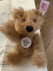 Steiff Club 2002 Cinnamon Mohair Mini Teddy Bear 3.75 in w/Certificate In Box