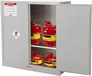 Flammable Storage Cabinet, 304 Stainless Steel Safety Cabinet With 1 Adjustable Shelf, 2 Manual Closing Doors, 109×46×112cm
