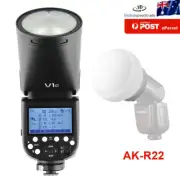 Godox V1-C 76W 2.4G Round Head Speedlite Flash For Canon + AK-R22 Diffusion Dome