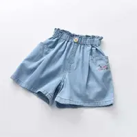 在飛比找蝦皮購物優惠-女童夏季刺繡花朵冰絲韓版牛仔短褲 G1 9905sx4569