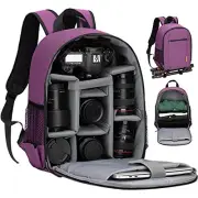 Camera Bag Professional Camera Backpack Case with Laptop Compartment Purple