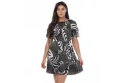 Ted Baker Womens/Ladies Faridda Printed Puff Sleeve Mini Dress (Black) - UTGT782