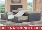 SELINA KING SINGLE SIZE W KING SINGLE SIZE TRUNDLE GREY FABRIC LENIN BED FRAME