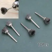 10Pcs Mini Wire Brush Brushes Brass Cup Wheel For Grinder Or Drill 3x13mm