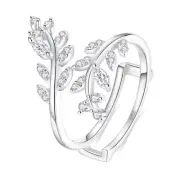 Olive Branch Adjustable Ring Enhancer for Women, Marquise Cut Moissanite Open...