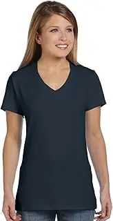 [Hanes] Women's Nano-T V-Neck T-Shirt - Black - X-Large