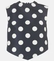 [Patou] Patou Polka-dot open-back faille crop top AU 16 blue