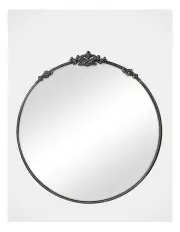 [Cooper & Co] Florence Baroque Round Mirror 80cm in Black
