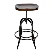 [Florabelle Living] Moulded Dark Elm Wood Barstool Footrest