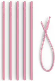 10.5" Reusable Silicone Straws + Cleaner - Long Length Replacement Straws for Tumblers Acrylic,Yeti, rTic, Starbucks, Ozark - BPA Free Slim Drinking