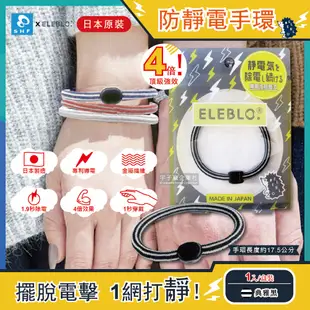 日本ELEBLO-頂級4倍強效條紋編織防靜電手環(1.9秒急速除靜電髮圈)-速