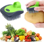 Vegetable Brush Potato Scrubber Brush Silicone Hard and Soft Side Fruit Cleaning