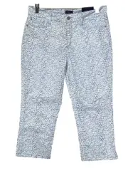 NWT NYDJ Women’s Capri Pants light blue floral cotton comfort Size 10p