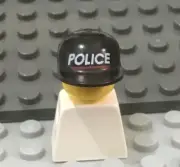 LEGO Black Flat Bill Cap with Police Underlined in Red, Police Sheriff Cap