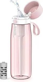 GoZero Everyday Filtered Water Bottle with Philips Everyday Water Filter, BPA-Free Tritan Plastic, Purify Tap Water Into Healthy Drinking Tasting Water, 22 oz, Pink