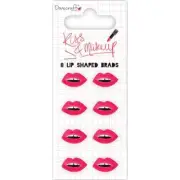 Dovecraft Kiss & Make Up Epoxy Brads 8/Pkg Lip