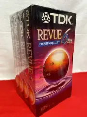 TDK Revue Premium 6 Hour Blank VHS Tapes T-120 4 Pack Brand New Sealed VCR